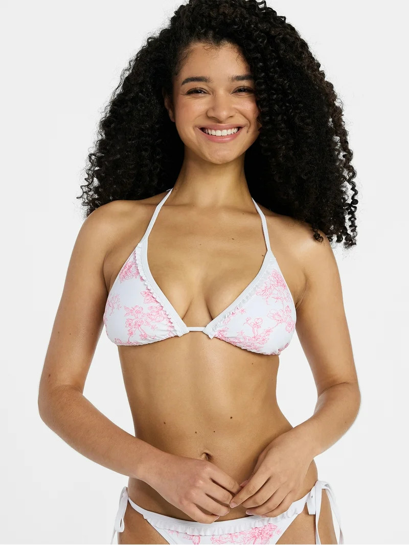 No Boundaries Ruffle Triangle Bikini Top, Women’s XXS-XXL | Walmart (US)