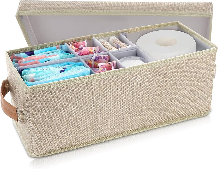Tampon Holder for Bathroom, Bathroom Storage Containers with Lid, Adjustable Divider Feminine Pro... | Amazon (US)