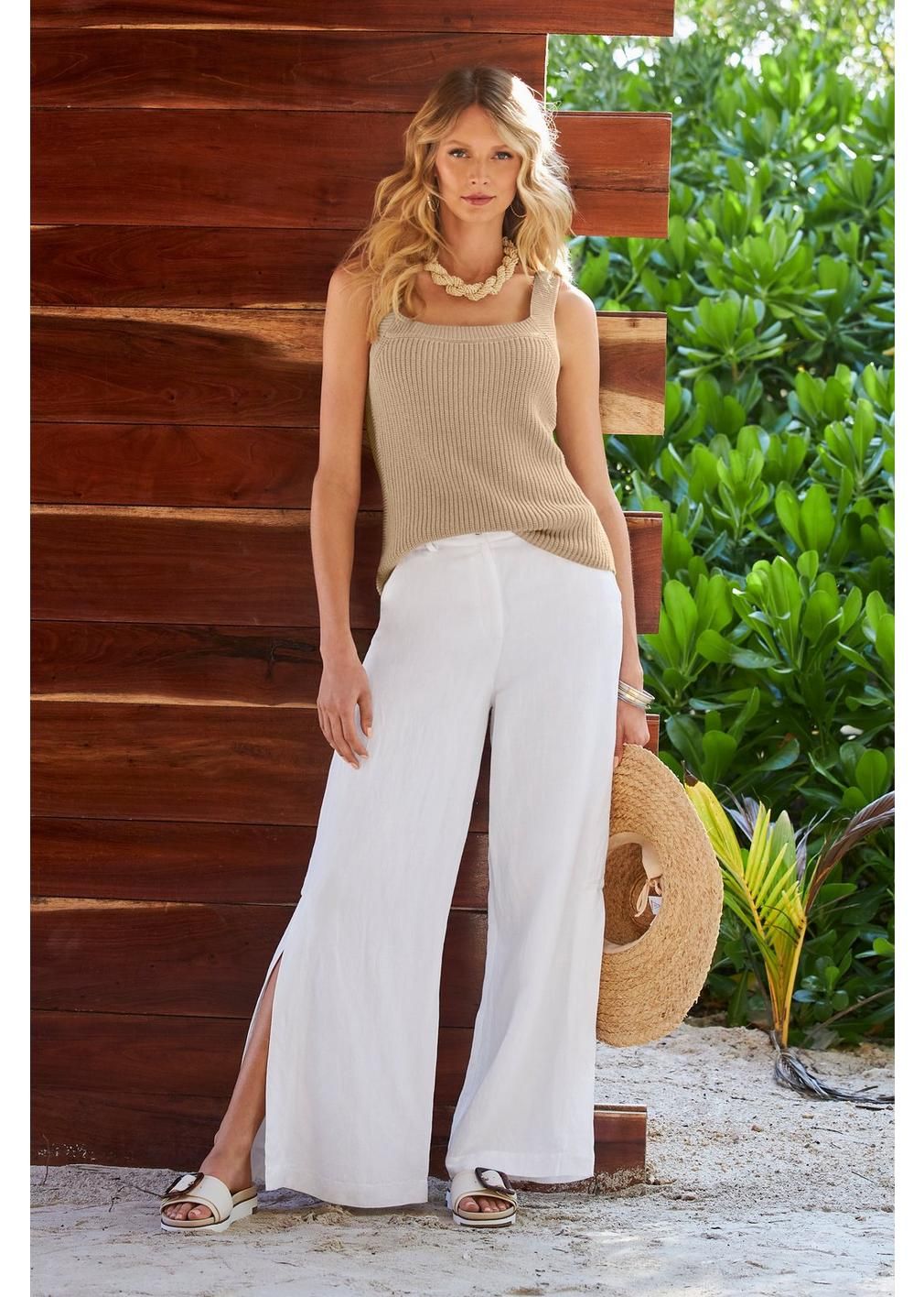 Linen Side-Slit Pant | Boston Proper