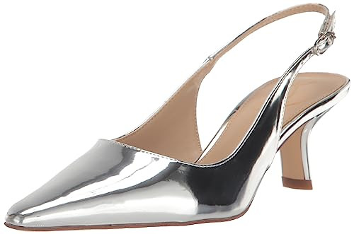 Sam Edelman Women's Bianka Sling Pump, Soft Silver, 8.5 Wide | Amazon (US)