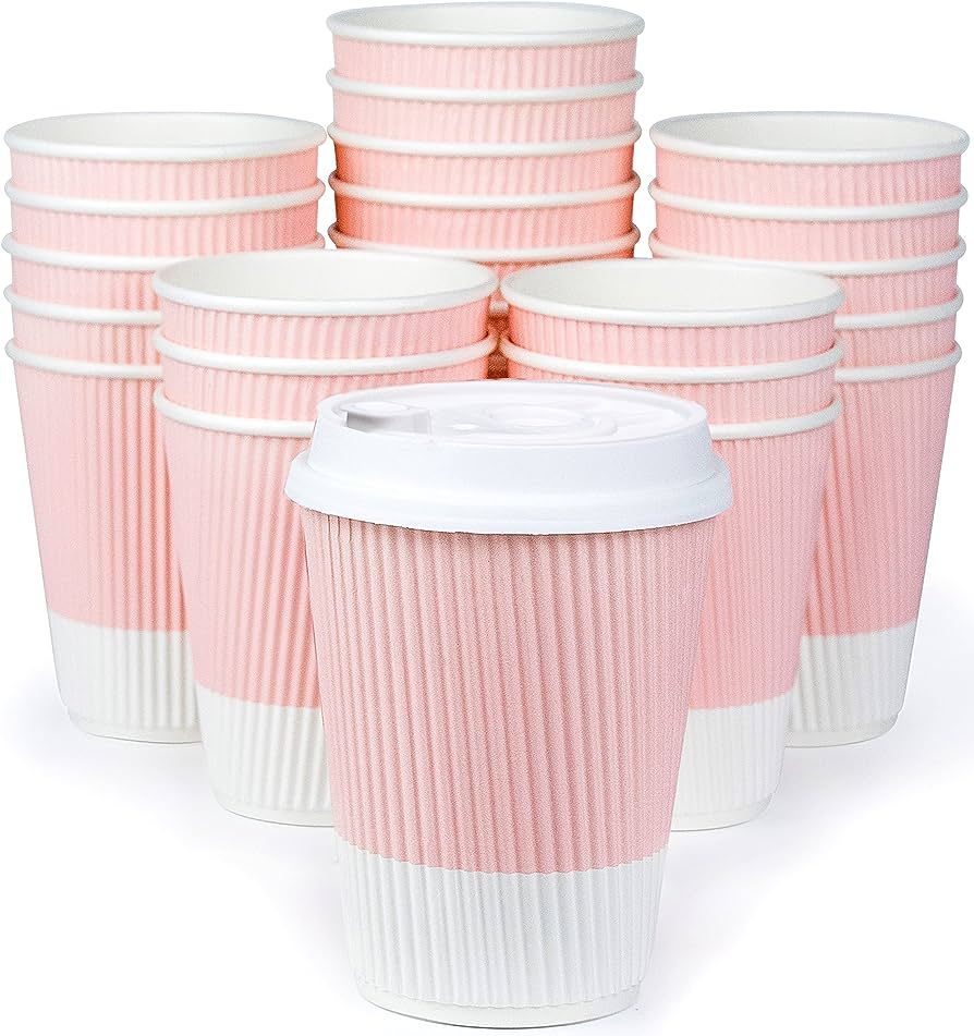 Glowcoast Disposable Coffee Cups With Lids - (80 set) 12 oz Paper To Go Coffee Cups With Resealab... | Amazon (US)