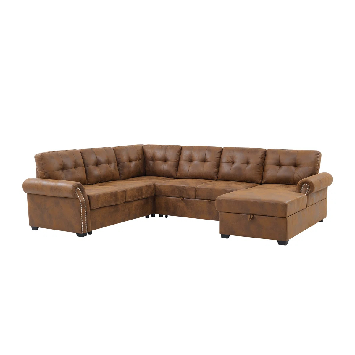 114" Sectional Convertible Sleeper Sofa With Pull Out Couch Bed,Modern 6 Seat U Shaped Modular Fa... | Wayfair North America