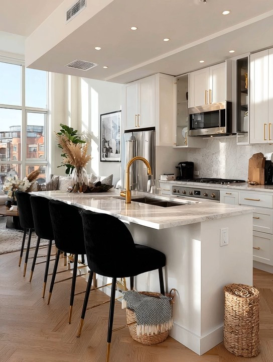 Upgrade your kitchen island instantly with two simple changes: a gold faucet and black velvet chairs with gold accents. This combination creates a subtle yet powerful transformation that makes your kitchen feel more elevated and designer-inspired.

The softness of velvet balances beautifully with the warmth of gold, creating a perfect contrast that works with any countertop—marble, wood, light, or dark. These small details tie the entire space together without needing a full renovation.

If you’re looking for an easy kitchen refresh that feels intentional and polished, this is one of the simplest ways to achieve that high-end look effortlessly. 

 #LTKHome