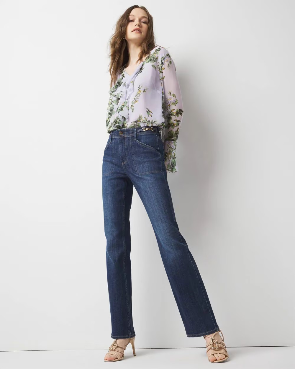 Chain Detail High-Rise Bootcut Jean | White House Black Market