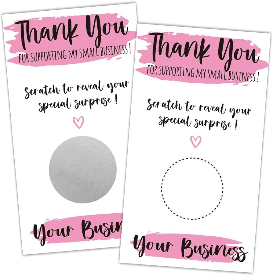 REWIDPARTY 50 Pink Stripes Fashion Thank You Scratch Off Cards for Small Business Appreciation | Amazon (US)