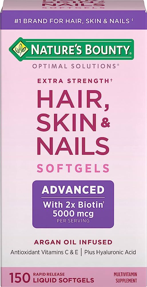 Nature's Bounty Hair, Skin & Nails Rapid Release Softgels, Argan-Infused Vitamin Supplement with ... | Amazon (US)