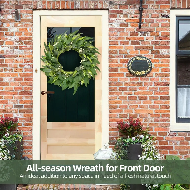 Spring Summer Wreath 24 Inch for Front Door Decor Eucalyptus Green Summer Wreath for Porch Room F... | Walmart (US)