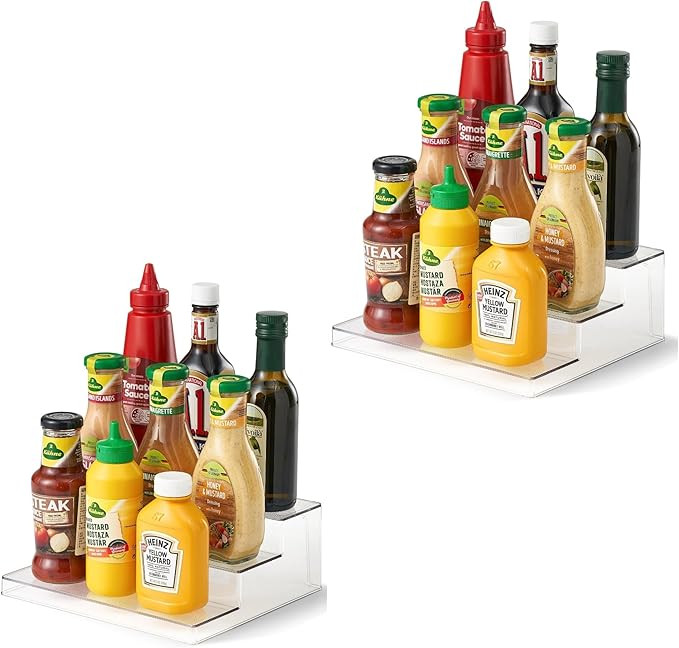 vacane Clear Spice Rack, 3 Tiered Shelf Spice Organizer for Cabinet, Spice Shelf and Jar Organize... | Amazon (US)