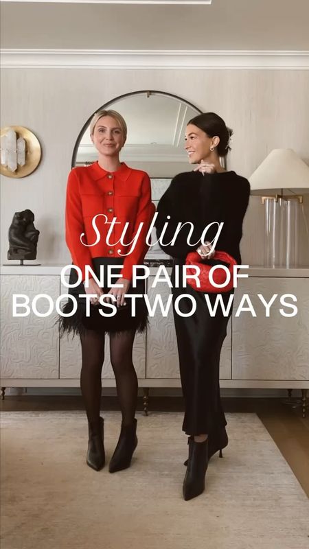 Styling one pair of boots two ways with @famousfootwear - the destination for holiday party shoes at great price points! Shop our picks: #FamousFootwearPartner #FamousForFashion