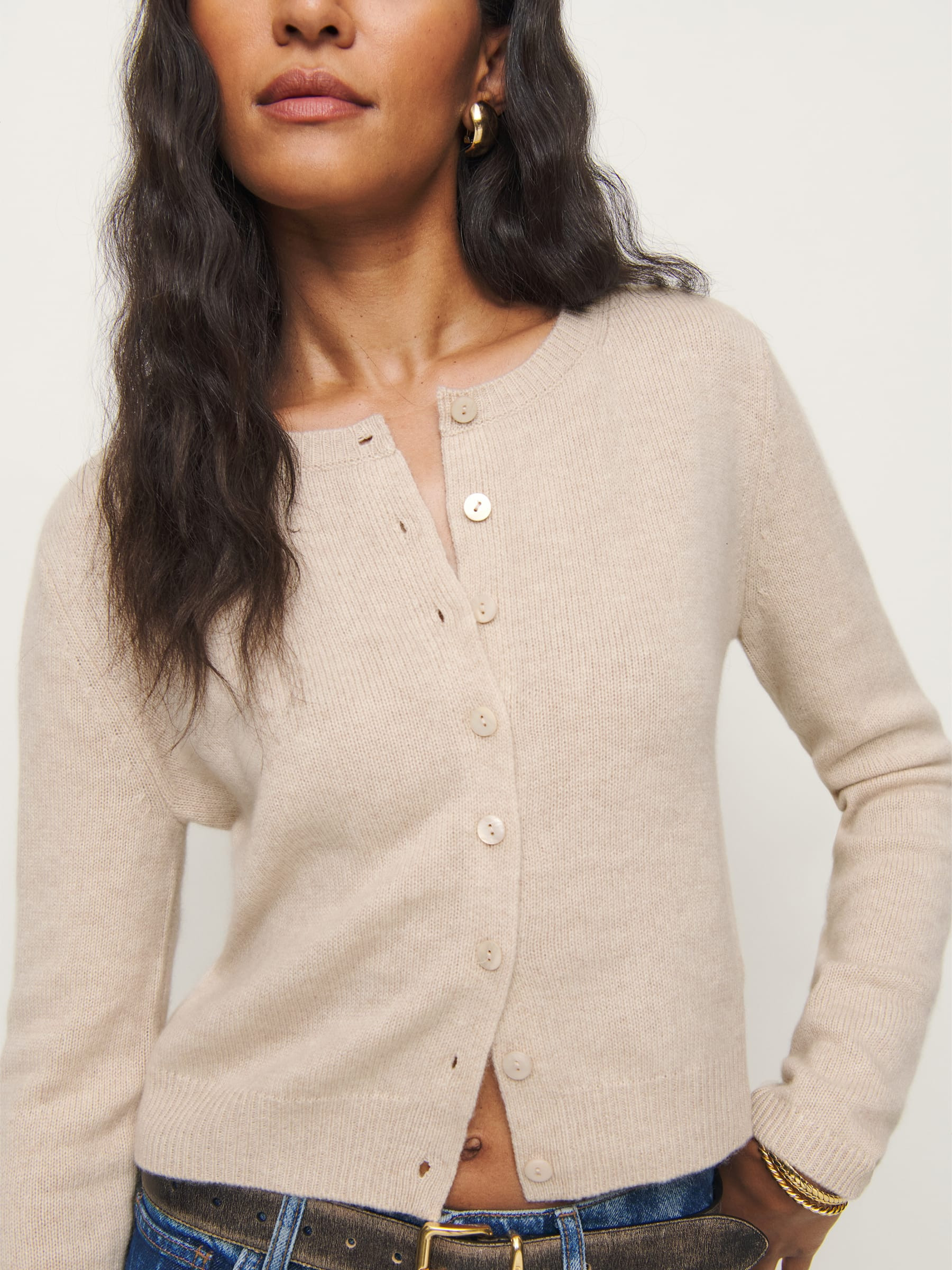 Clara Cashmere Crew Cardigan | Reformation (Global)