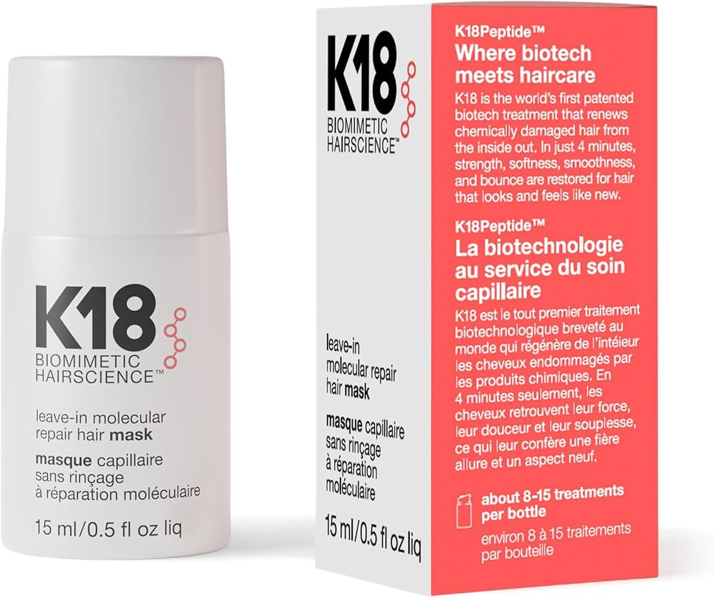 K18 Leave-In Molecular Repair Hair Mask - Peptide Hair Treatment Mask for Bleach, Color, Chemical... | Amazon (US)