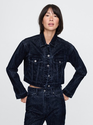 Flocked Cropped Icon Denim Jacket | Gap (US)