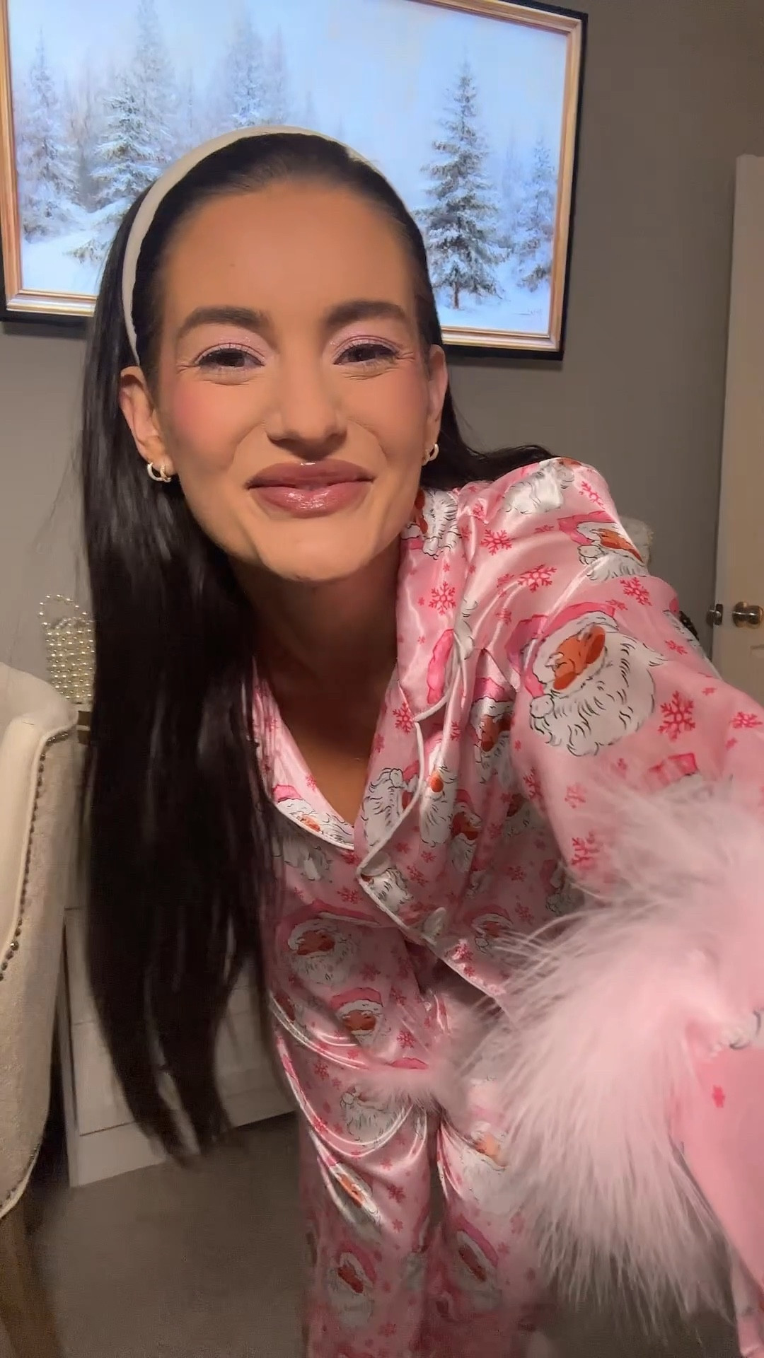 Santa PJS 
Christmas PJs
Faux fur satin pajamas
Ballet heels 

#LTKHoliday