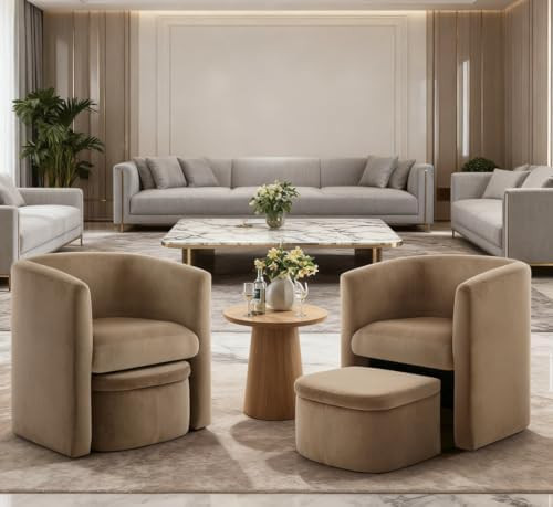 Mid-Century Velvet Living Room Chair Set of 2 with Storage Ottoman, Space-Saving Accent Chairs fo... | Amazon (US)