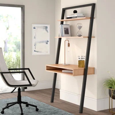 Theophanes Leaning/Ladder Desk Joss & Main Color (Top/Frame): Oak/Black | Wayfair North America