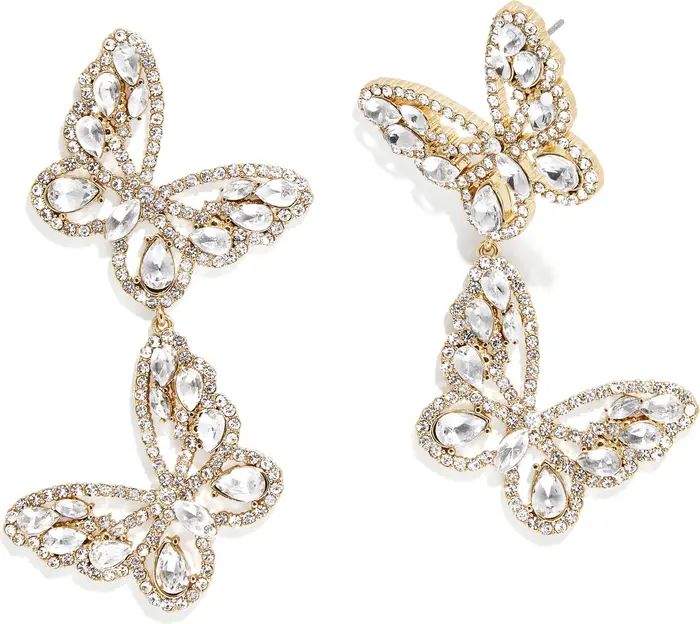 BaubleBar Crystal Butterfly Statement Drop Earrings | Nordstrom | Nordstrom