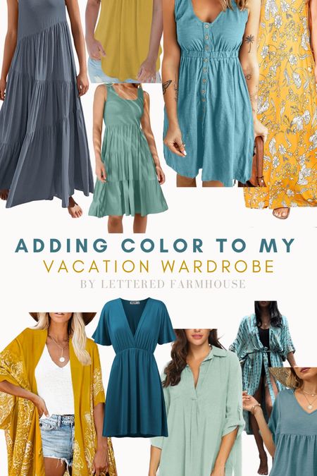 ADDING COLOR TO MY VACATION WARDROBE - Mustard yellow, sage-y greens and pops of teal help help brighten up my usually all black and gray lineup  

#LTKunder100 #LTKtravel #LTKswim