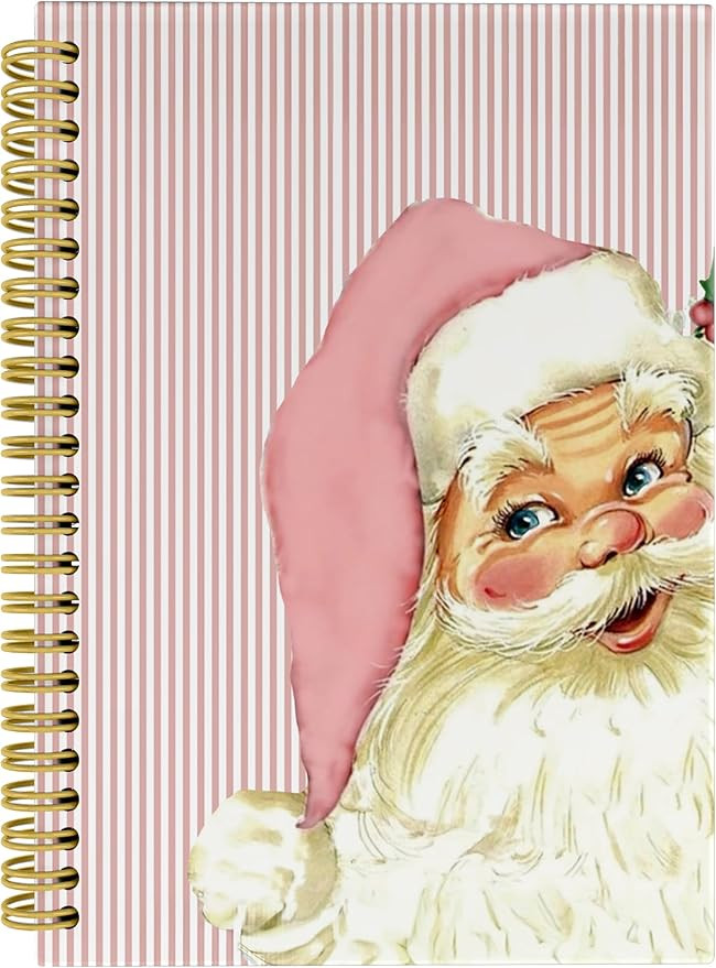 Knibeo Vintage Santa Pink Christmas Notebook - Santa Christmas Notebook, Pink Notebook, Merry Chr... | Amazon (US)