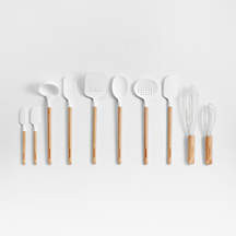 Crate & Barrel Wood and White Silicone Utensils, Set of 10 + Reviews | Crate & Barrel | Crate & Barrel
