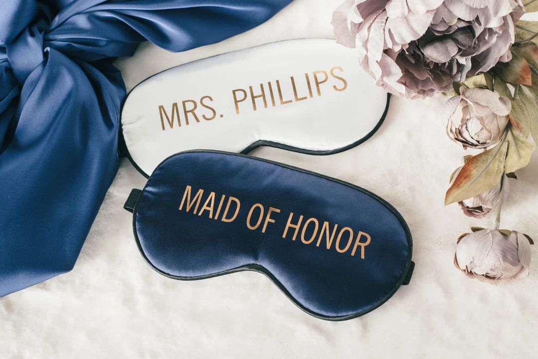 Personalized Sleep Masks Bridesmaid Eye Mask Bachelorette Maid of Honor Proposal Gifts Custom Sil... | Etsy (US)