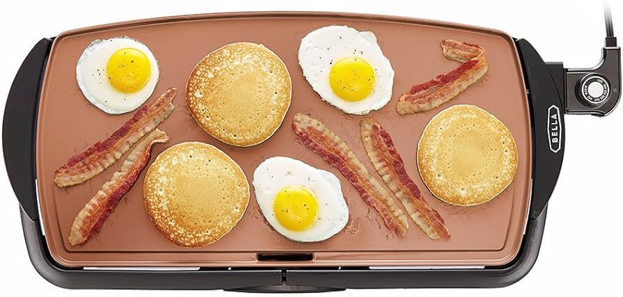 BELLA Electric Ceramic Titanium Griddle, Make 10 Eggs At Once, Healthy-Eco Non-stick Coating, Has... | Amazon (US)