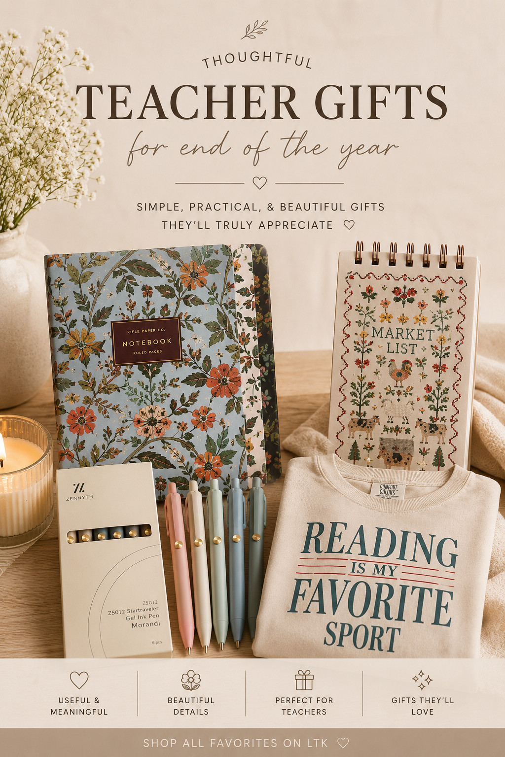 Looking for thoughtful teacher gifts for the end of the school year? These cozy and aesthetic Amazon finds are perfect for teachers who love pretty office supplies, cute notebooks, colorful gel pens, comfy sweatshirts, and everyday essentials. Simple, practical, and meaningful gift ideas that feel elevated without breaking the budget. Perfect for teacher appreciation week, end of year teacher gifts, classroom gifts, and favorite teacher surprises 

 #LTKSaleAlert