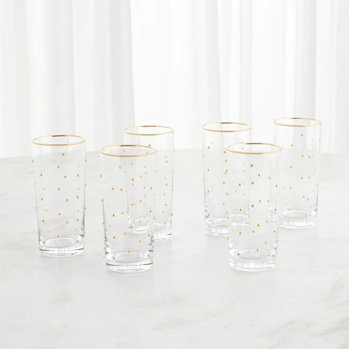 S/6 Celebration Highball Glasses-Clear W/Gold Dots (Set of 6) | Wayfair North America