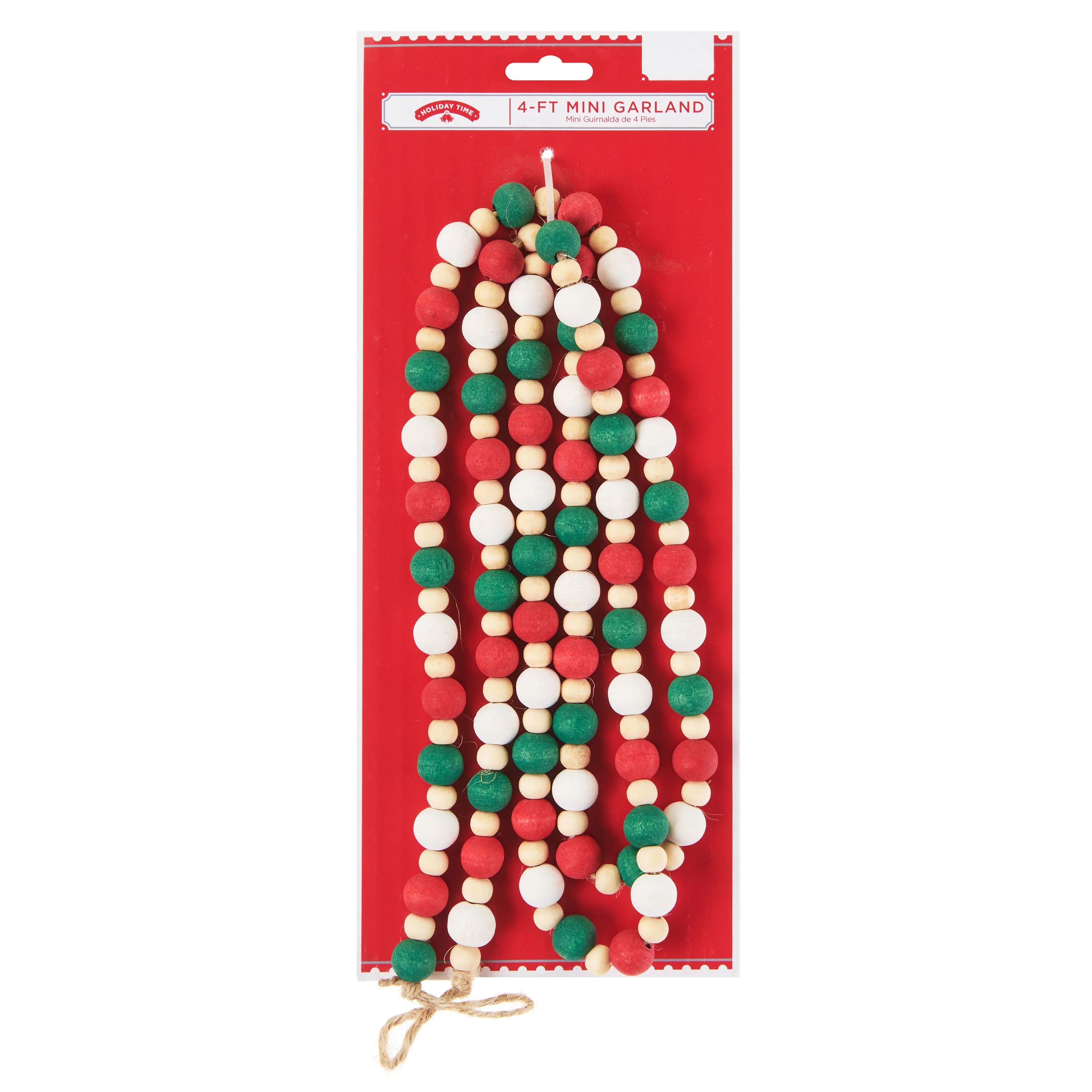 Holiday Time Red, Green, and Cream Beaded Garland, 10" | Walmart (US)