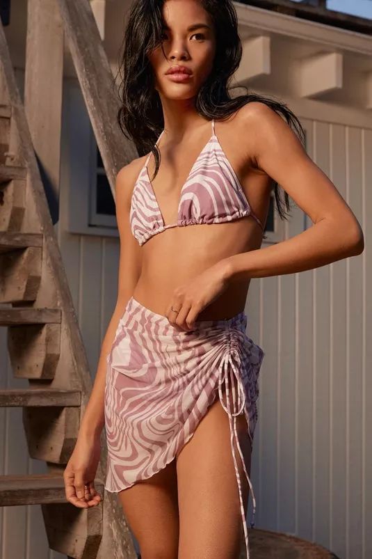 Recycled Swirl 3 Pc Triangle Bikini and Sarong Set | Nasty Gal (US)