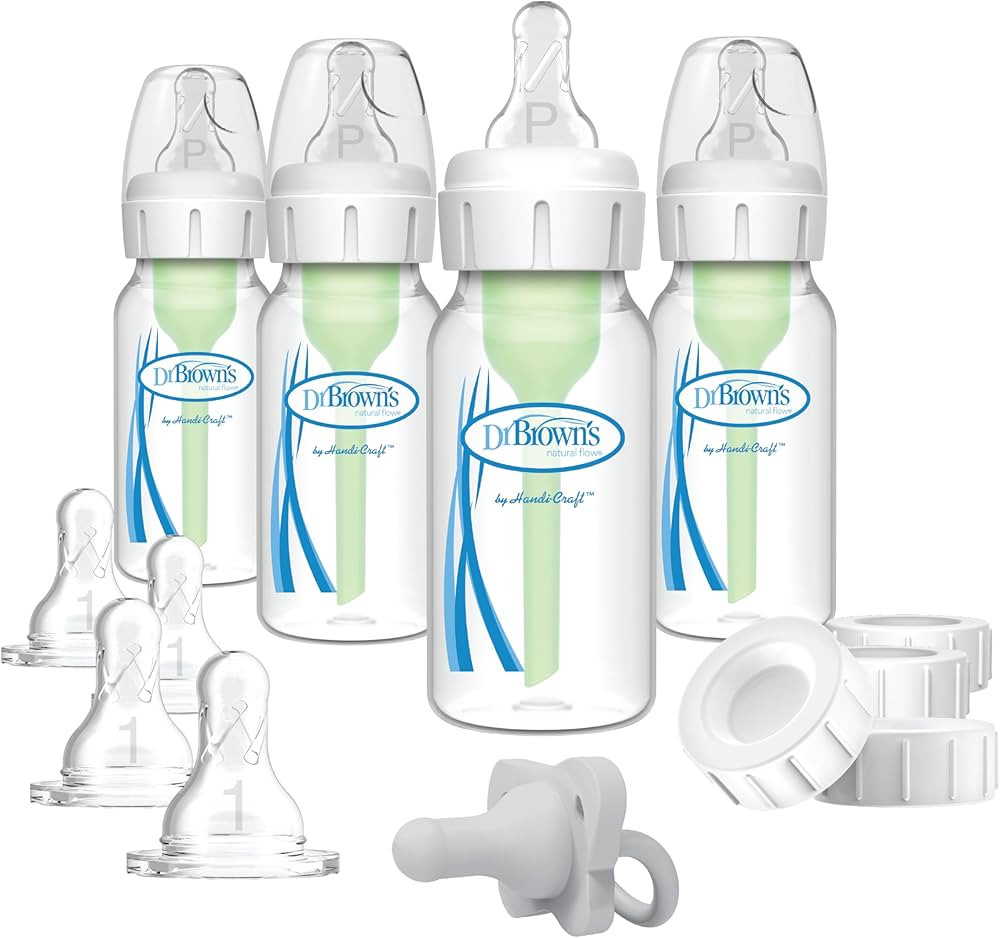 Dr. Brown's Anti-Colic Breast to Bottle Feeding Set with Slow Flow Nipples, Travel Caps, and Sili... | Amazon (US)