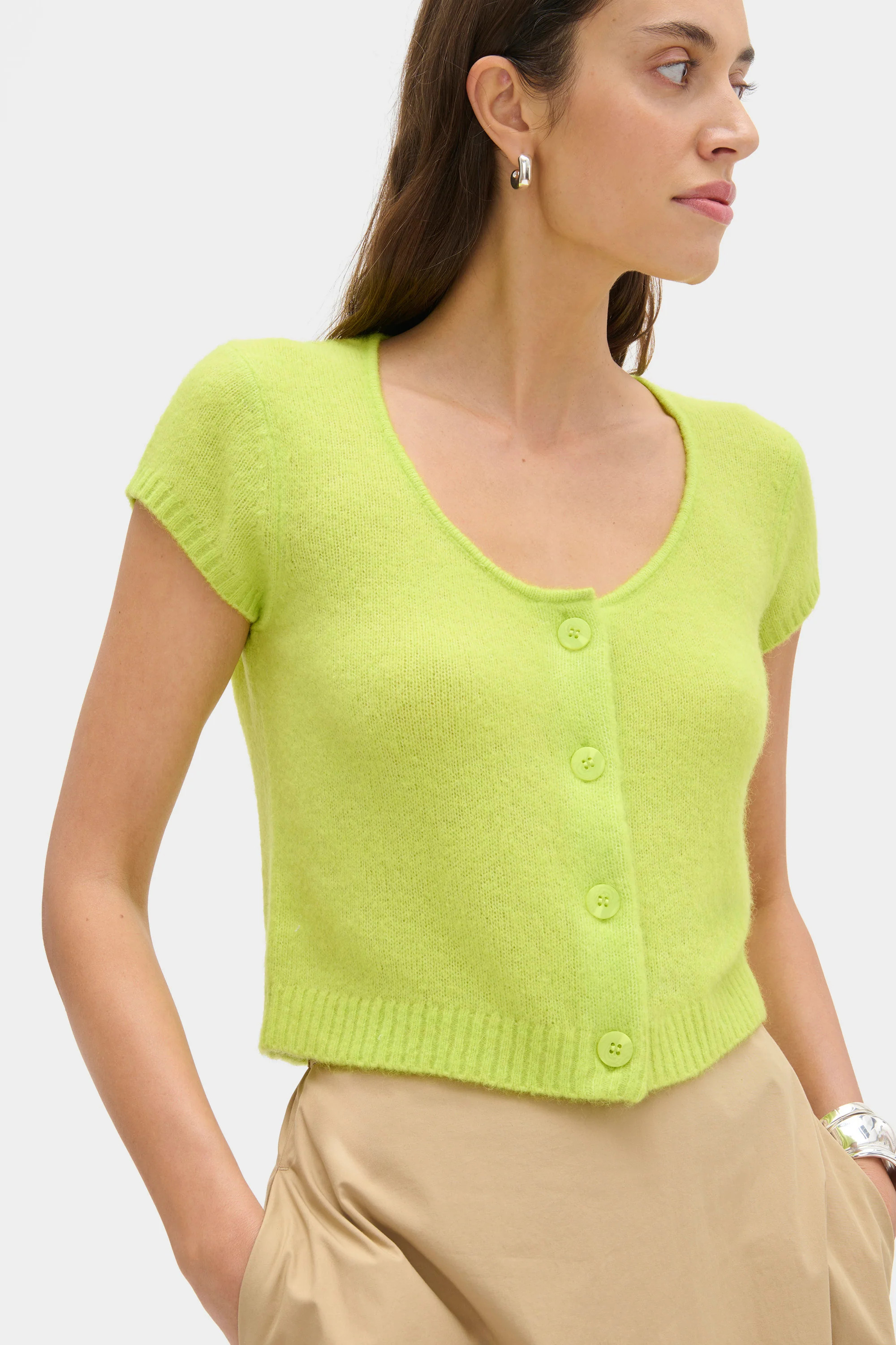 ALIGNE Cap Sleeves Knitted Top - Green | Chelski | ALIGNE USA