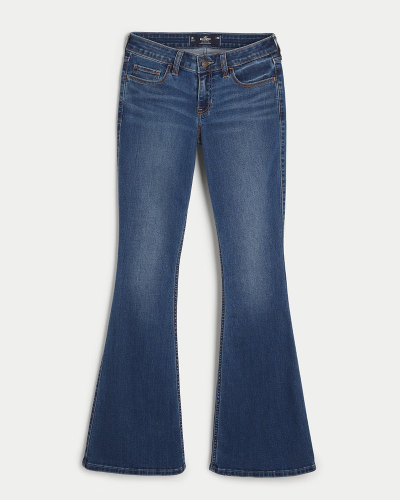 Low-Rise Dark Wash Flare Jeans | Hollister (UK)