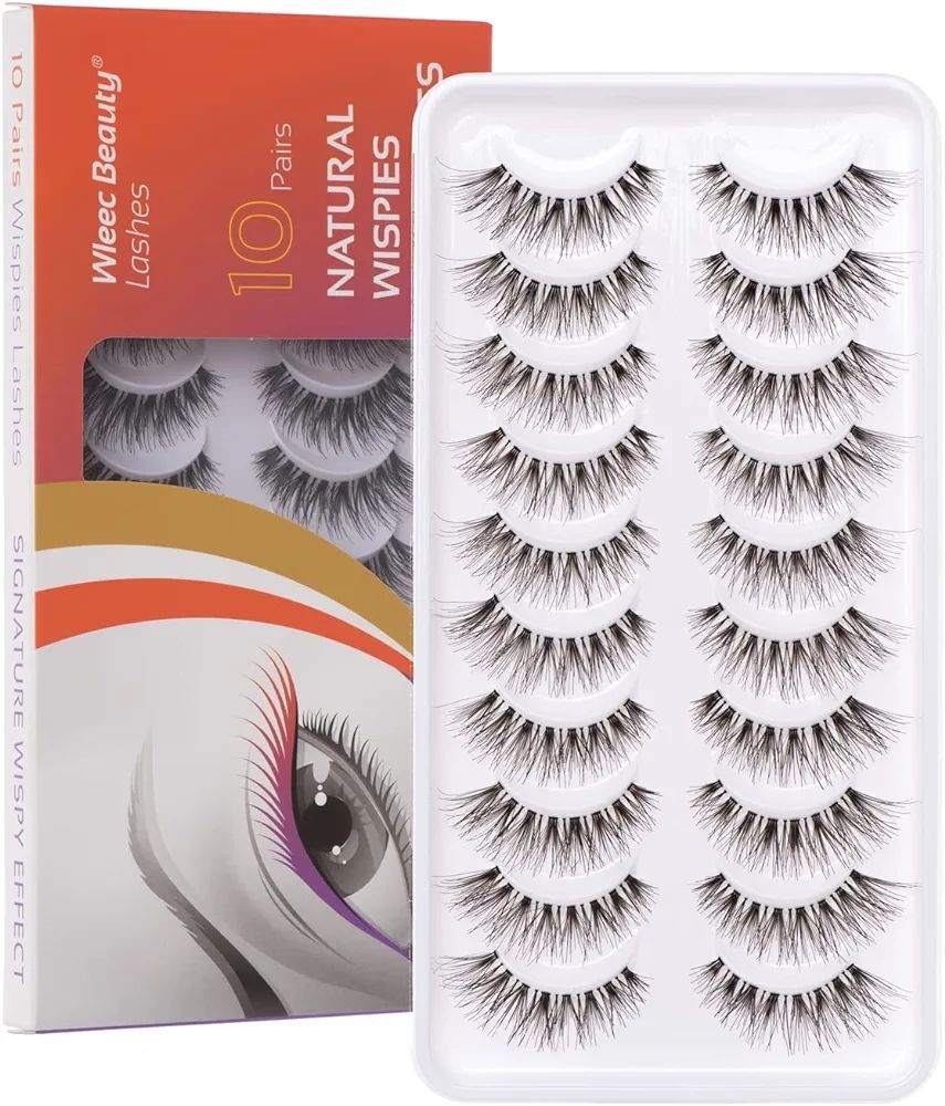 Wleec Beauty Demi Wispies Eyelashes Pack, Natural False Lashes Clear Band (10 Pairs, Pack of 1) | Amazon (US)