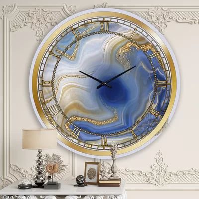 Oversized Ocean Blue Golden Jasper Agate I Wall Clock East Urban Home Size: Small | Wayfair North America