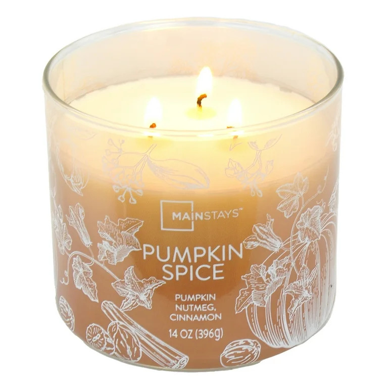 Mainstays 3-Wick Ombre Wrapped Pumpkin Spice Scented Candle, 14 oz | Walmart (US)