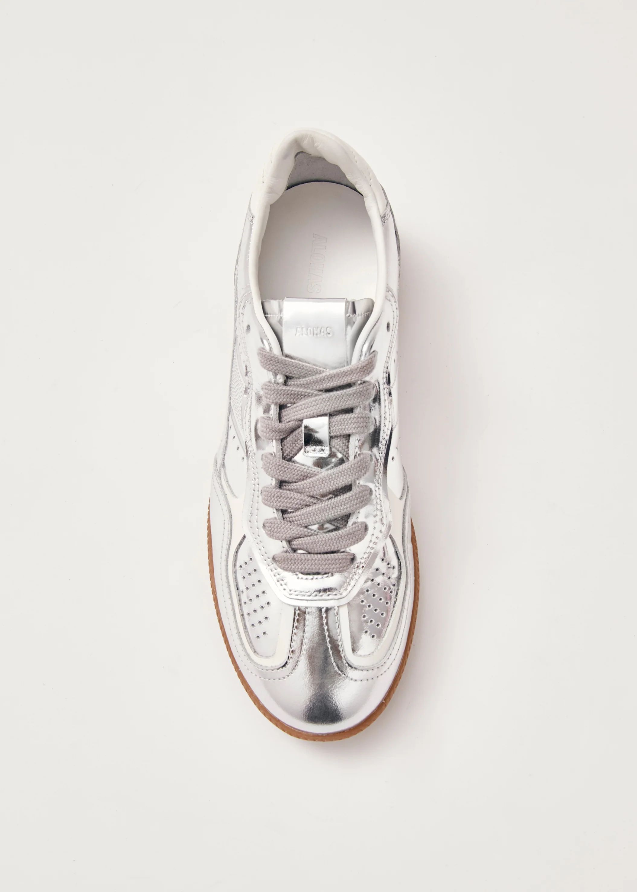 Tb.490 Rife Shimmer Silver Cream Leather Sneakers | ALOHAS | Alohas US