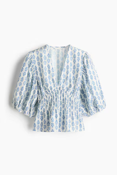 H & M - V-Neck Blouse - Blue | H&M (US + CA)