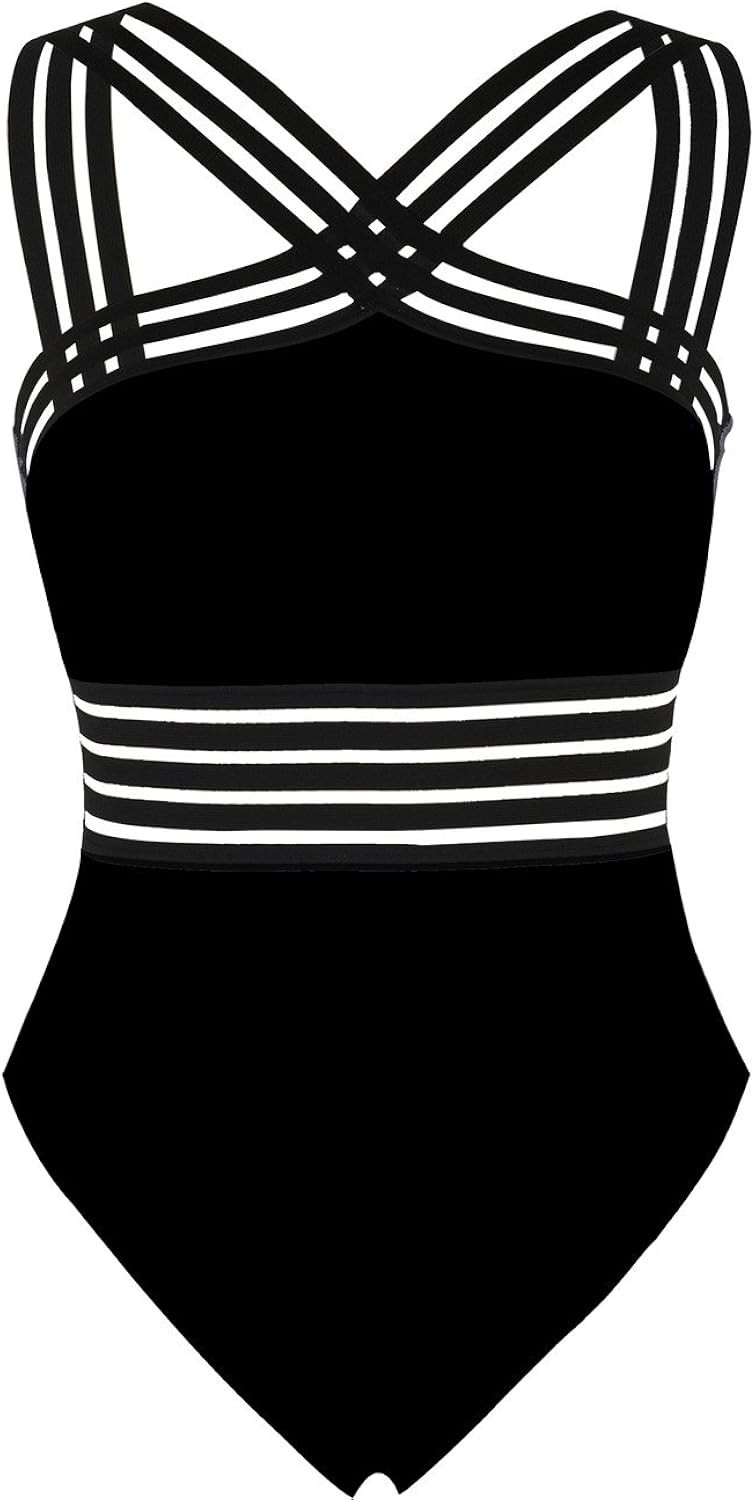 Hilor Women's One Piece Swimwear Front Crossover Swimsuits Hollow Bathing Suits Monokinis | Amazon (US)