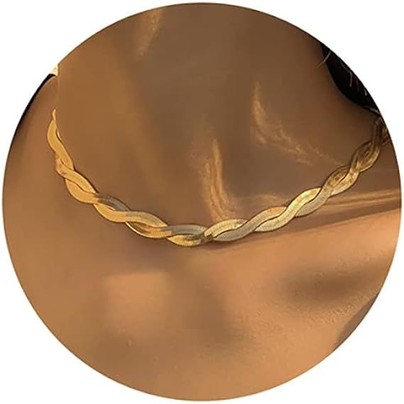 Tewiky Herringbone Necklace for Women Dainty 14k Gold Snake Chain Necklace Layered Gold Herringbo... | Amazon (US)