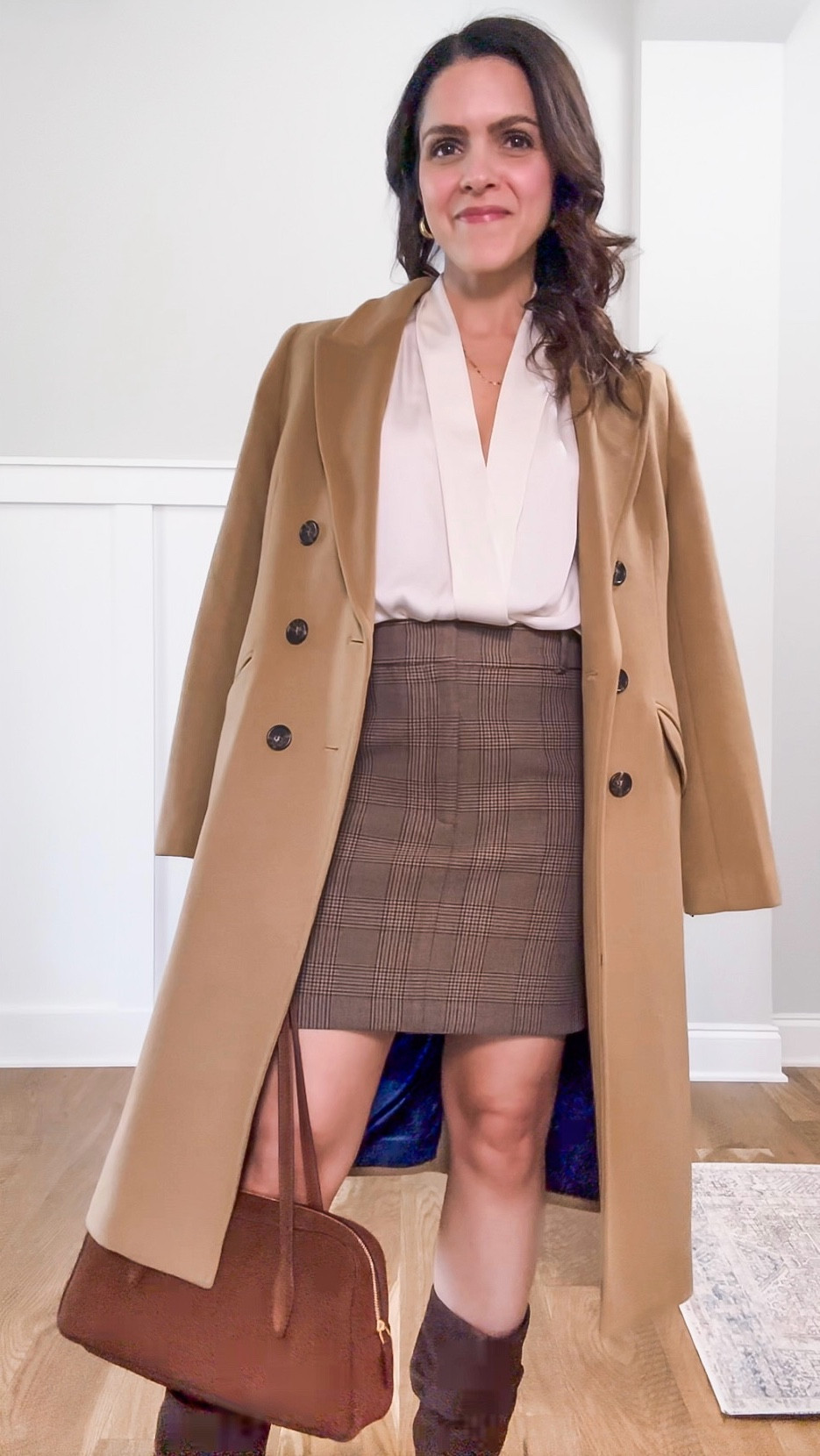 Thanksgiving Holiday outfit idea  

Fall outfit: bodysuit, plaid mini skirt, scrunch boots, camel coat, suede handbag 

#falloutfit #thanksgivingoutfit #holidayoutfit #datenight #classicstyle 

#LTKHoliday #LTKgrwm #LTKStyleTip