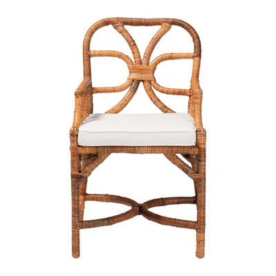 Bali & Pari Alondra Natural Rattan Dining Chair - Handwoven Wicker Accent Chair With Armrests And Removable Cushion, Coastal Boho Kitchen Or Dining Ro | Wayfair North America