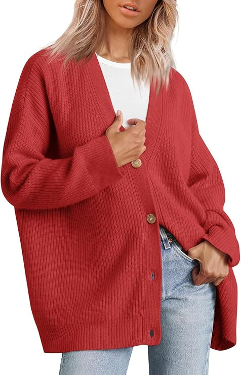 LILLUSORY Women's Cardigan 2023 Open Front Oversized Button Lightweight Sweaters V Neck Loose Car... | Amazon (US)