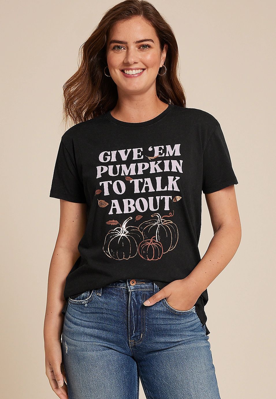 Give Em Pumpkin To Talk About Oversized Fit Graphic Tee | Maurices