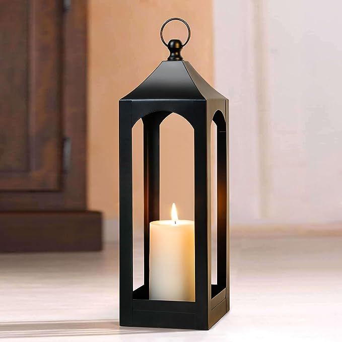Modern Farmhouse Lantern Decor, Black Metal Decorative Hanging Candle Lanterns Ideal for Home Dec... | Amazon (US)