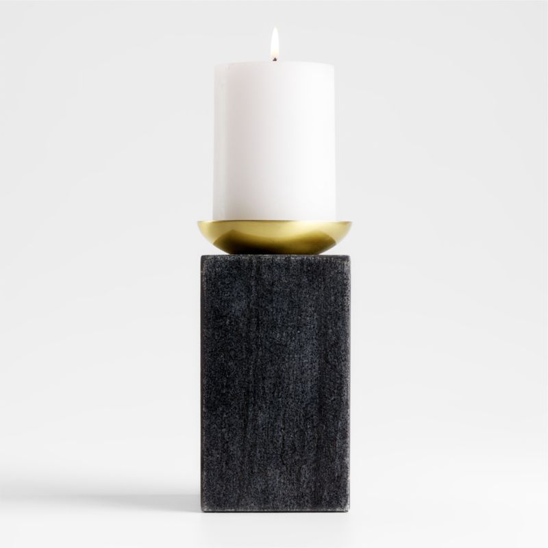 Sain Tall Black Marble Pillar Candle Holder + Reviews | Crate and Barrel | Crate & Barrel