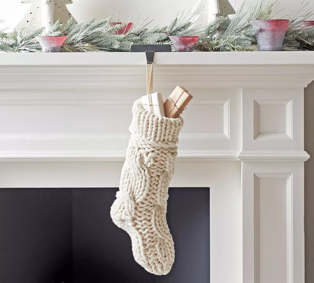 Chunky Knit White Christmas Stocking Traditional Hand Knit Christmas  Stockings Scandinavian Christmas Decoration Chunky Knit Stocking 