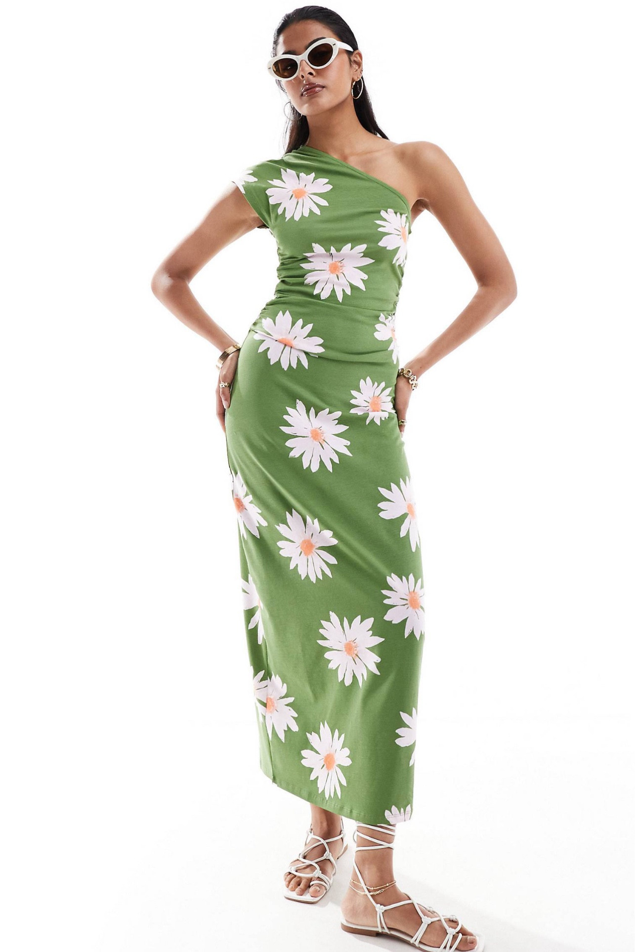 GREEN FLORAL PRINT DRESS