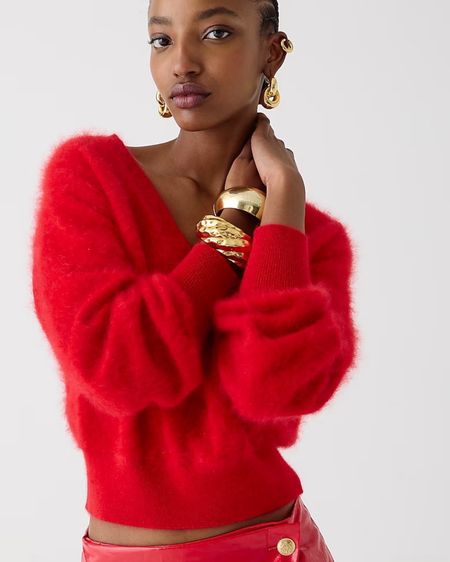 Love this cozy red sweater — wore it for the superbowl this past weekend!