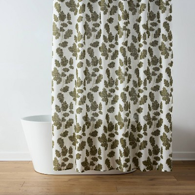 72"x72" Oak Leaves Harvest Shower Curtain Green - Threshold™ | Target