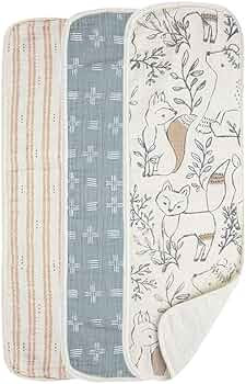 Crane Baby Muslin Baby Burp Cloths, Lightweight Absorbent Burp Cloth, Woodland Animal, Set of 3, ... | Amazon (US)